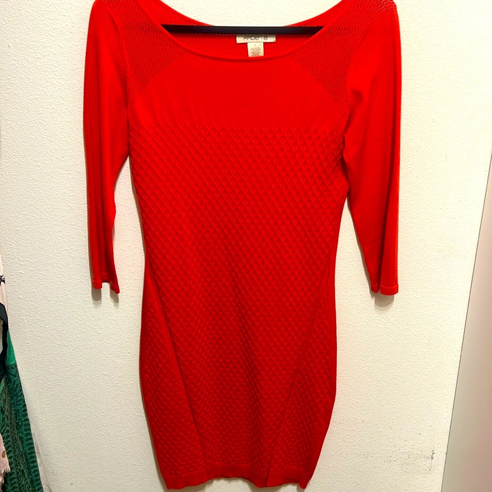 Bright red sweater dress